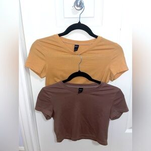 Set of 2 Crop Tops (Khaki-Coffee)